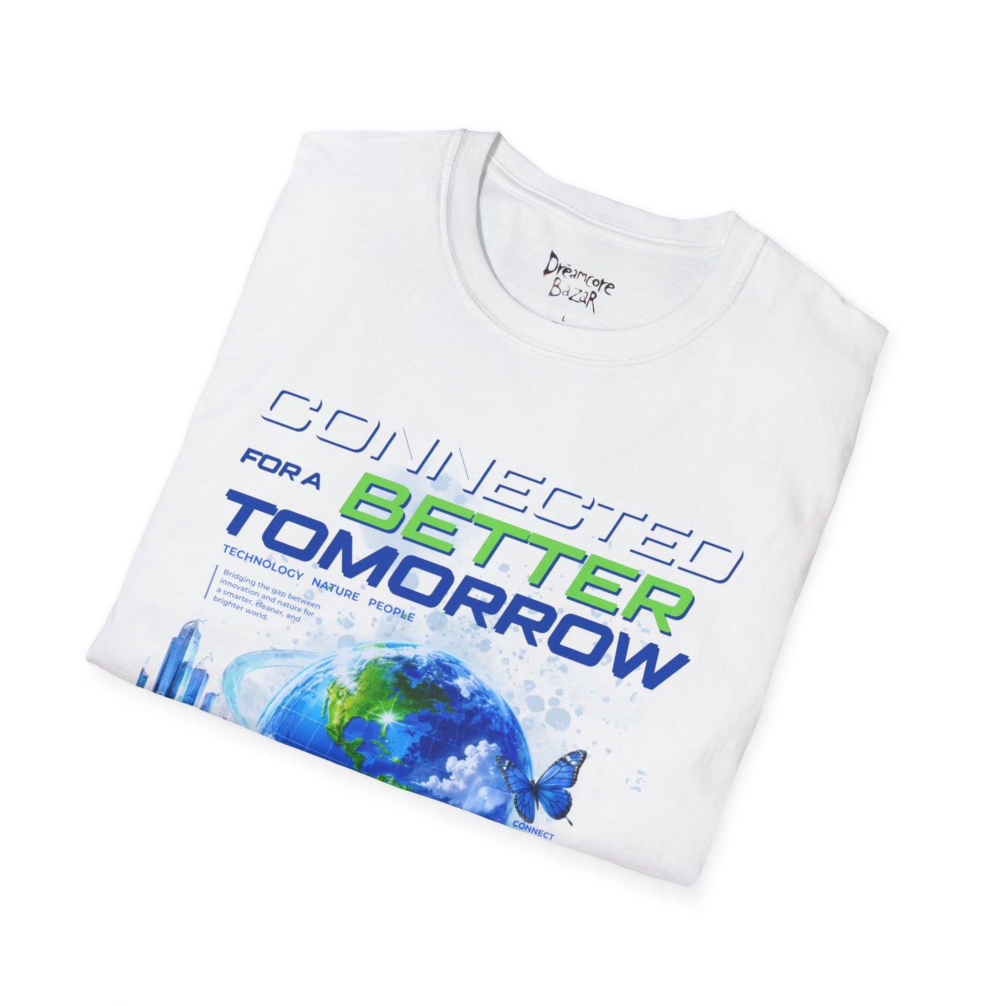 Frutiger Aero T-Shirt Connected For A Better Tomorrow Shirt | Y2K Futuristic Earth Tee | Eco Tech Aesthetic Graphic Shirt | Retro Vaporwave