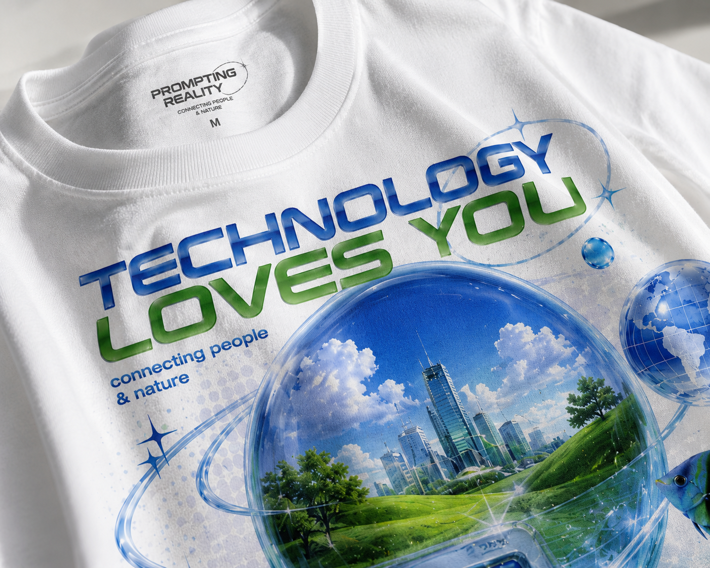 Frutiger Aero Shirt Nostalgia Tee: Retro Internet Cybercore Design, Aqua Graphics (Unisex Large Print, Bella+Canvas Cotton)