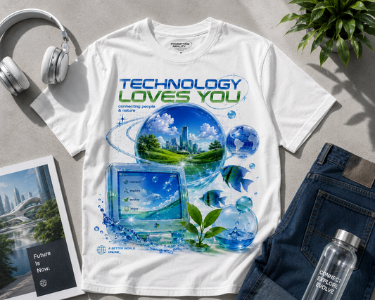 Frutiger Aero Shirt Nostalgia Tee: Retro Internet Cybercore Design, Aqua Graphics (Unisex Large Print, Bella+Canvas Cotton)